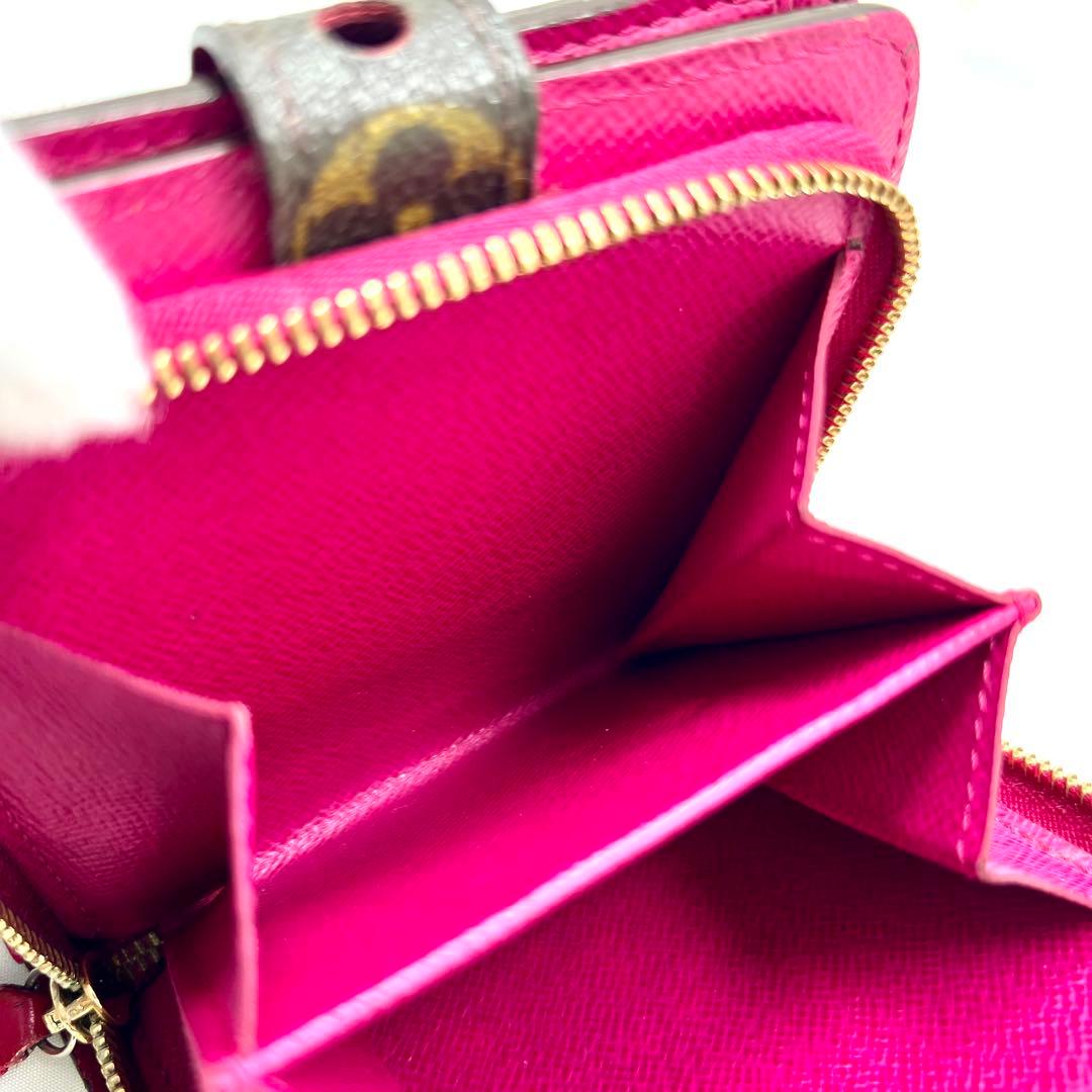 【美品】 ルイヴィトン モノグラム ペルフォ コンパクトジップ フューシャ