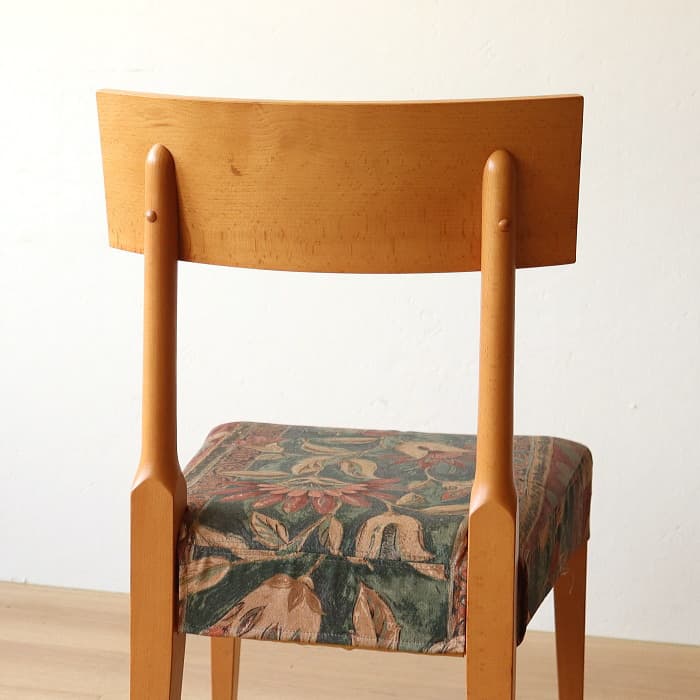 ヴィンテージ 飛騨産業 肘付イス 古家具 無垢材 ブナ材 カバーリング①