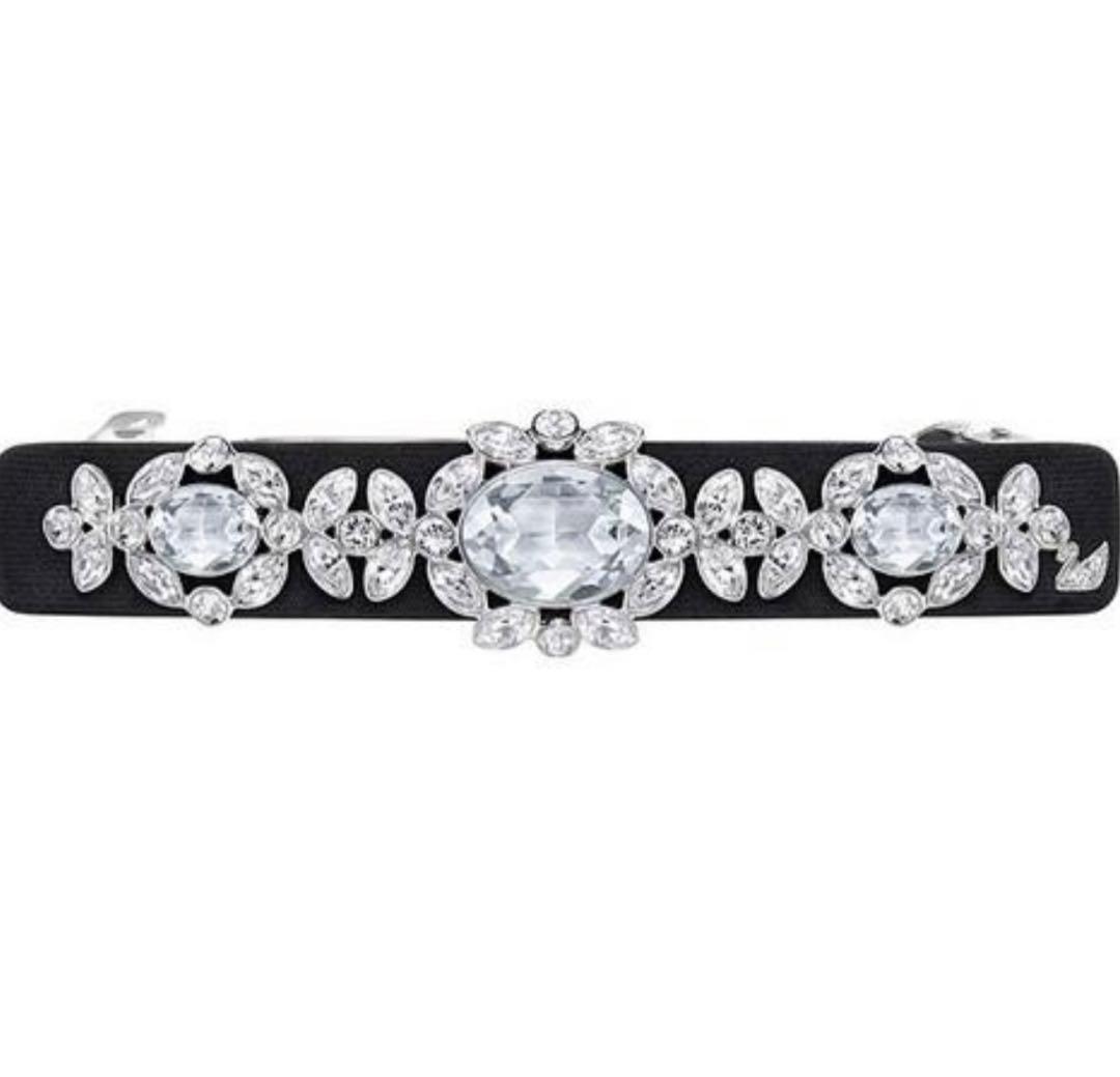 スワロフスキー　バレッタ　Emblem オーバル　ブラック　正規品　美品