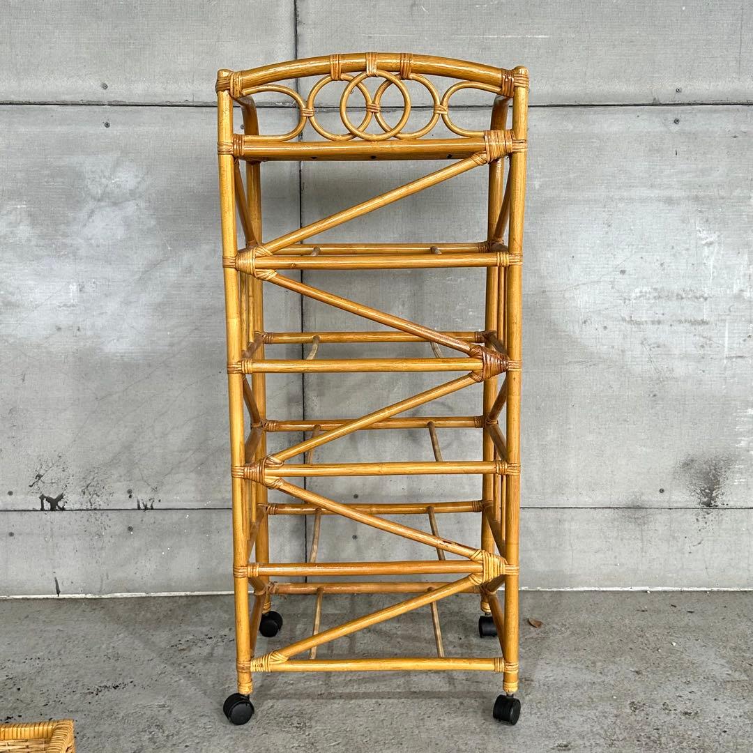 ⭐️即決価格⭐️ラタン 籐家具 5段チェスト　ランドリーラック キャスター付