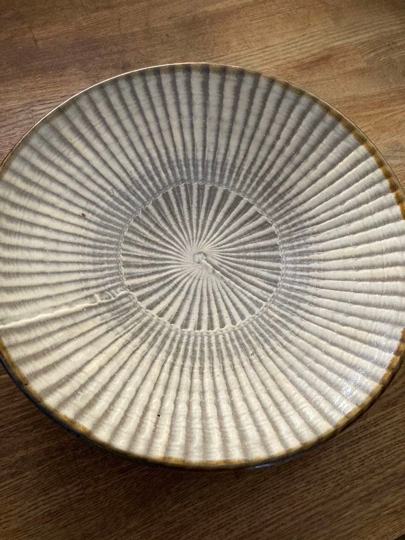 小鹿田焼　飛び鉋　大皿　民藝