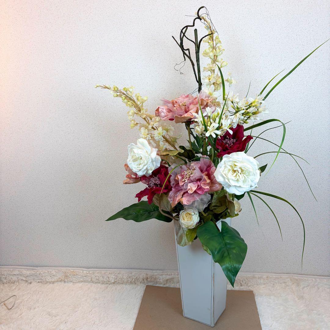 送料無料 造花アレンジメント 大型 アートフラワー スタンド エミリオ ロバ