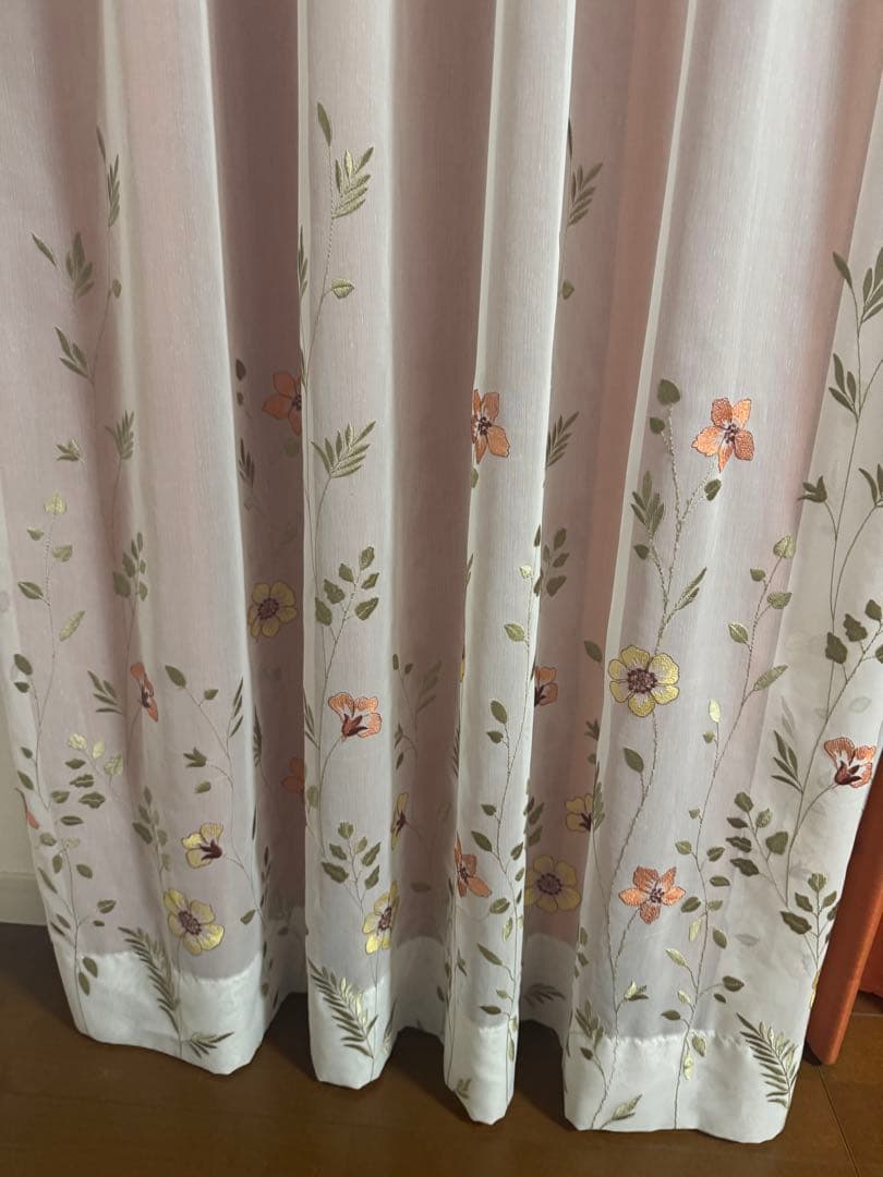 シビラ　オレンジカーテン サンゲツ　レースカーテン　2セット