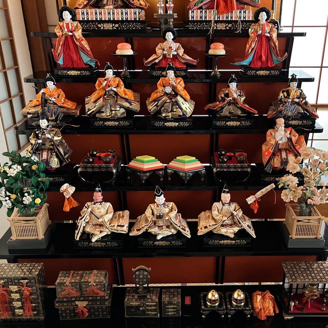 ①高級雛人形 7段40号 木製黒塗り 【①②③同時購入限定】