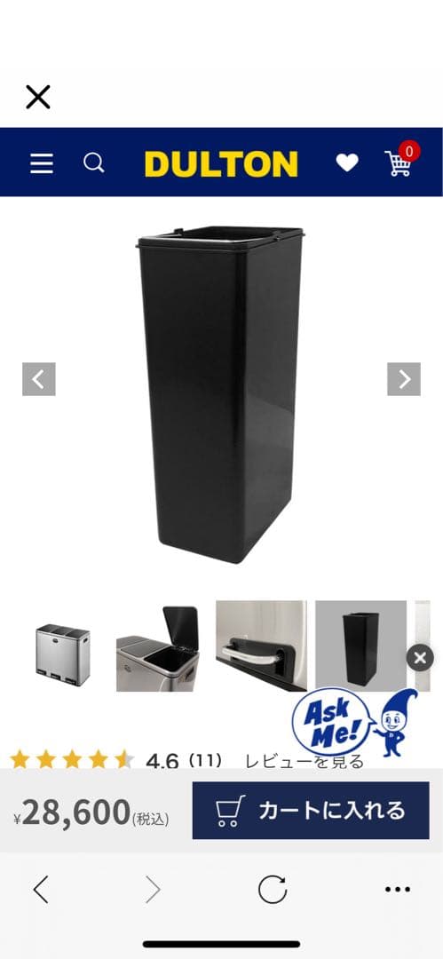 DULTON 3 COMPARTMENT BIN 54 ゴミ箱