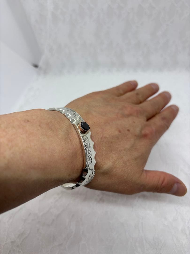 ハワイアンジュエリー クローチェ　ブレスレット　k14シルバー刻印カフバングル