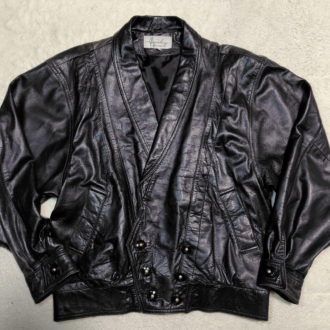 Lucky レザージャケット ライダース 短丈 黒 サイズL ボンバー