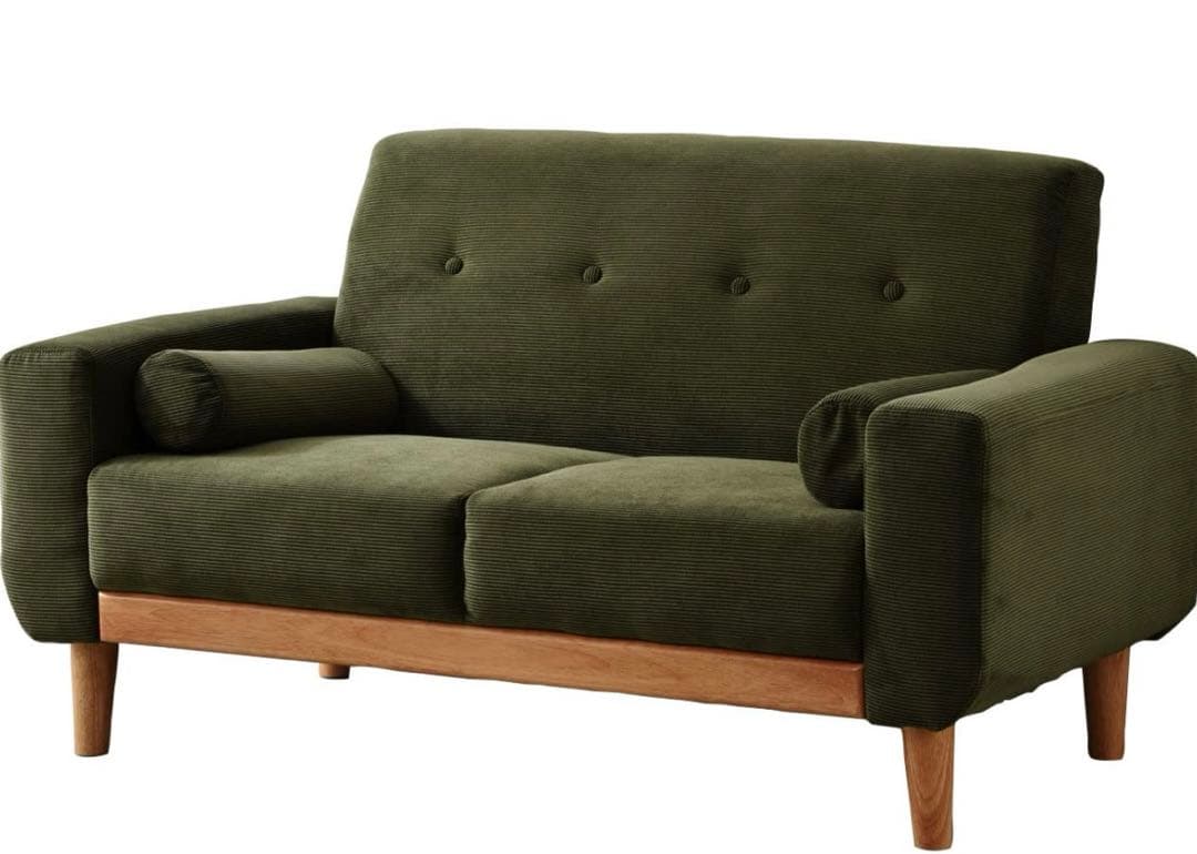 コーデュロイ ソファ 2人掛けダドリー　グリーン　ワイエムワールド