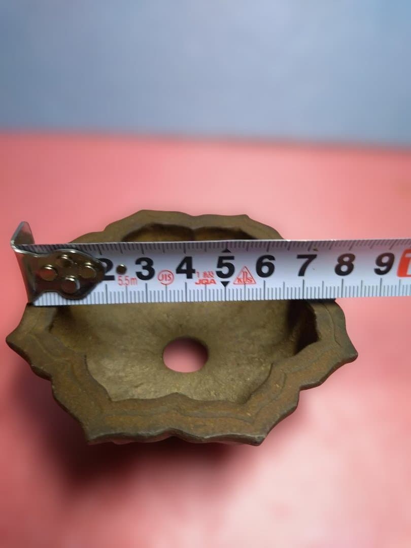 茶色い八角形陶器鉢/ 市之倉石洲