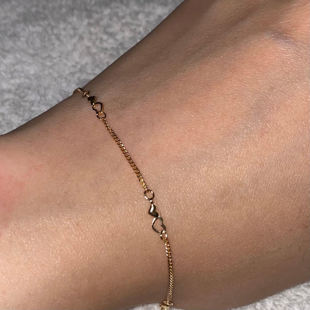 K18 ハート型リンク ブレスレット 18cm 「18金」