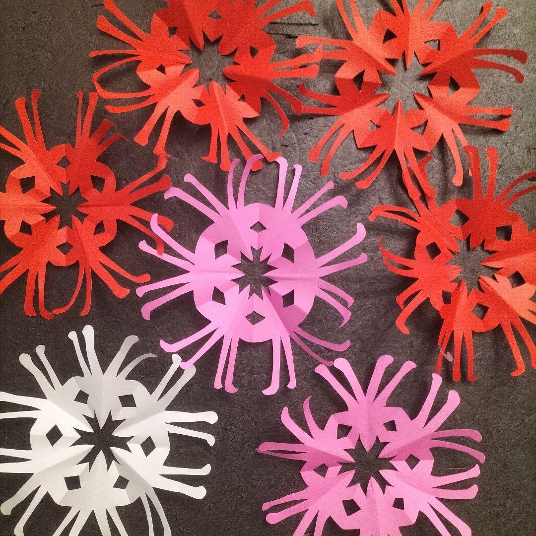 折り紙ハンドメイド　秋壁面　彼岸花切り紙12枚