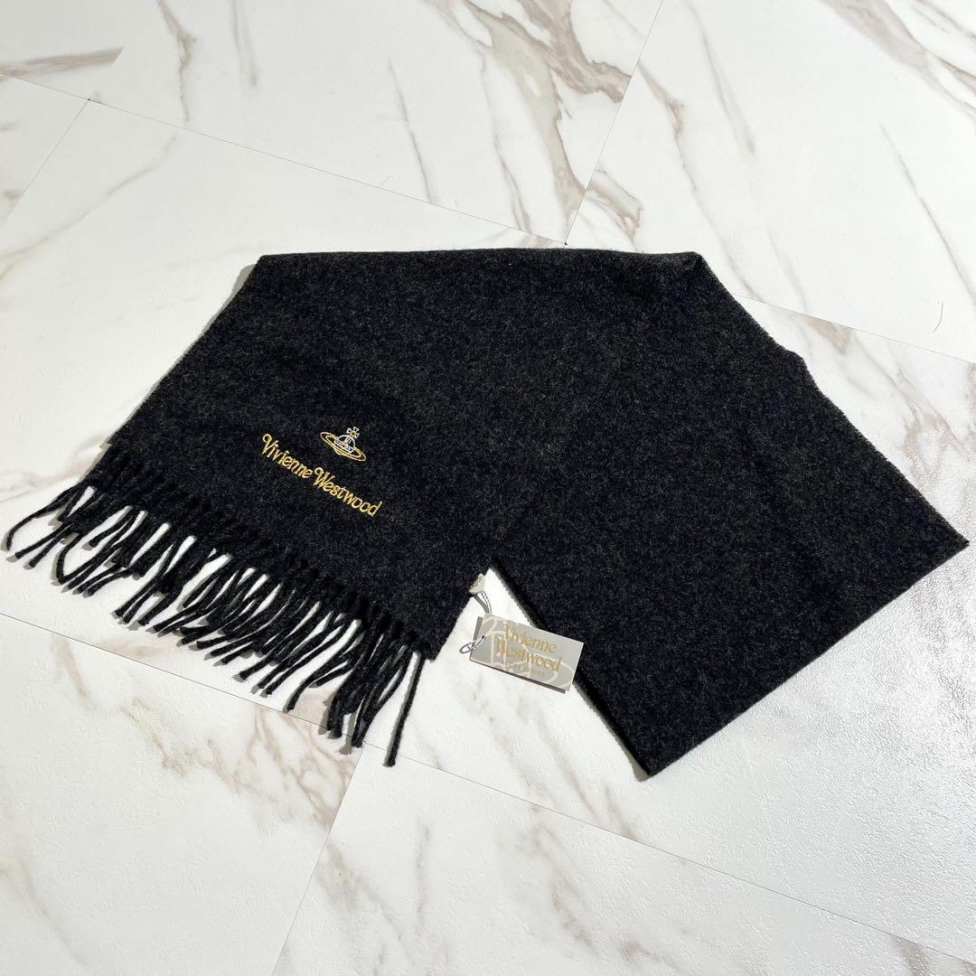 【未使用品】ヴィヴィアンウエストウッド マフラー オーブ刺繍 ウール 男女兼用