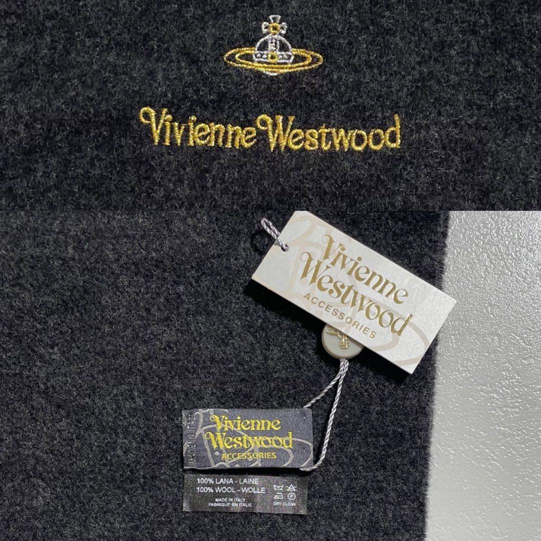 【未使用品】ヴィヴィアンウエストウッド マフラー オーブ刺繍 ウール 男女兼用