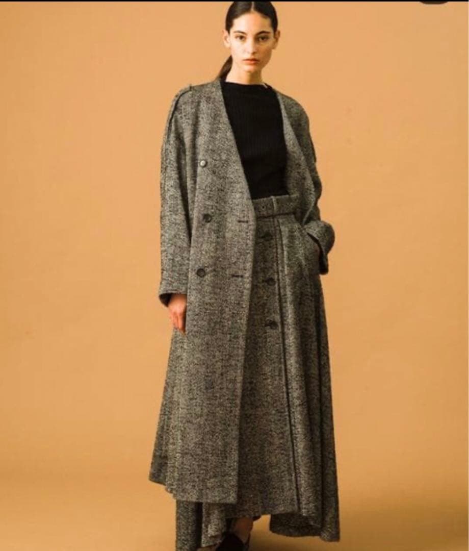 本日のみ大幅値下げ　雑誌掲載ebure人気完売ヘリンボーンAラインウールコート