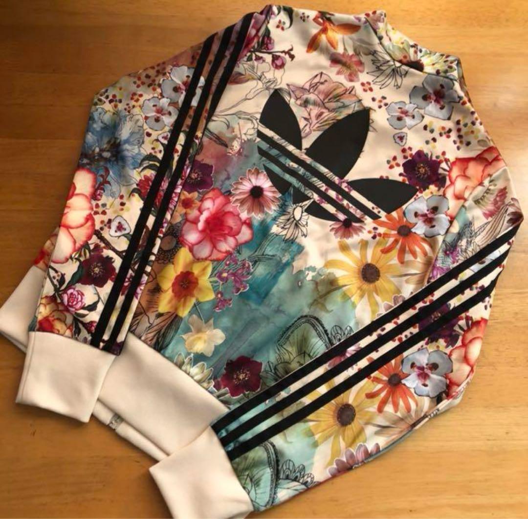美品 アディダス トラックジャケット ボタニカル 花柄 ジャージ レディース L