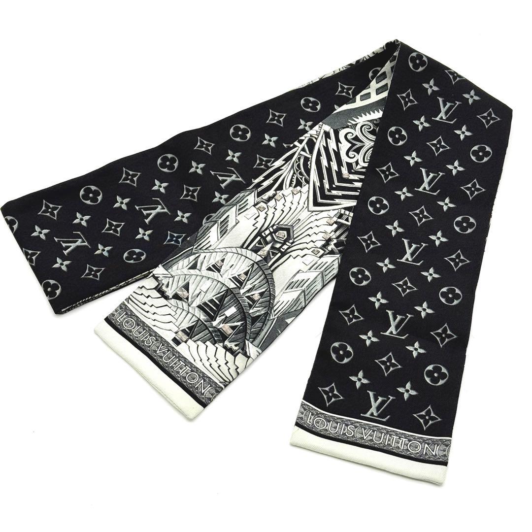 ルイヴィトン バンドー スカーフ シルク LV ビルディング モノグラム 希少
