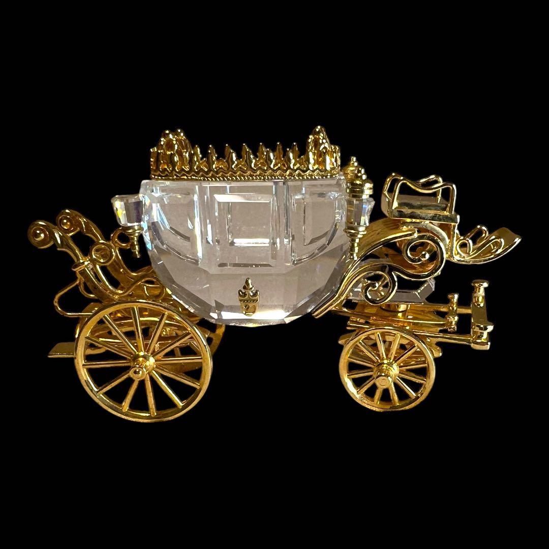 鸛《廃盤品》レア極上美品 スワロフスキー馬車18Kゴールドコーティング 専用箱付