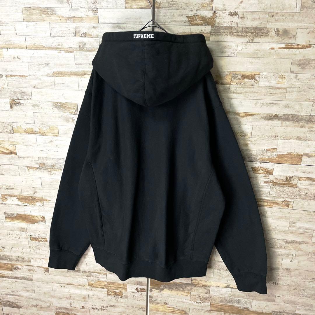 3348 U【入手困難モデル】シュプリーム☆Sロゴ レザー パーカー ブラック