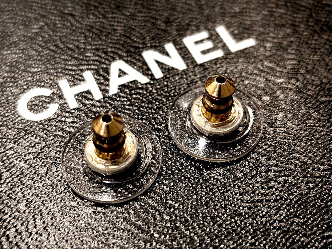 正規品 シャネル ココマーク フープピアス黒