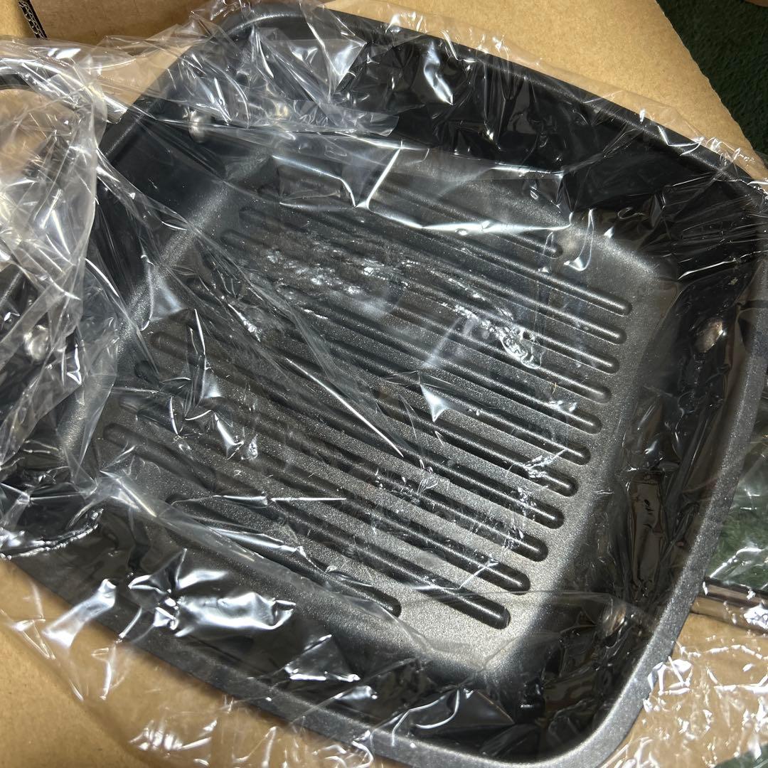 新品　MEYER スクエアグリルパン　ガラス蓋付き24cm