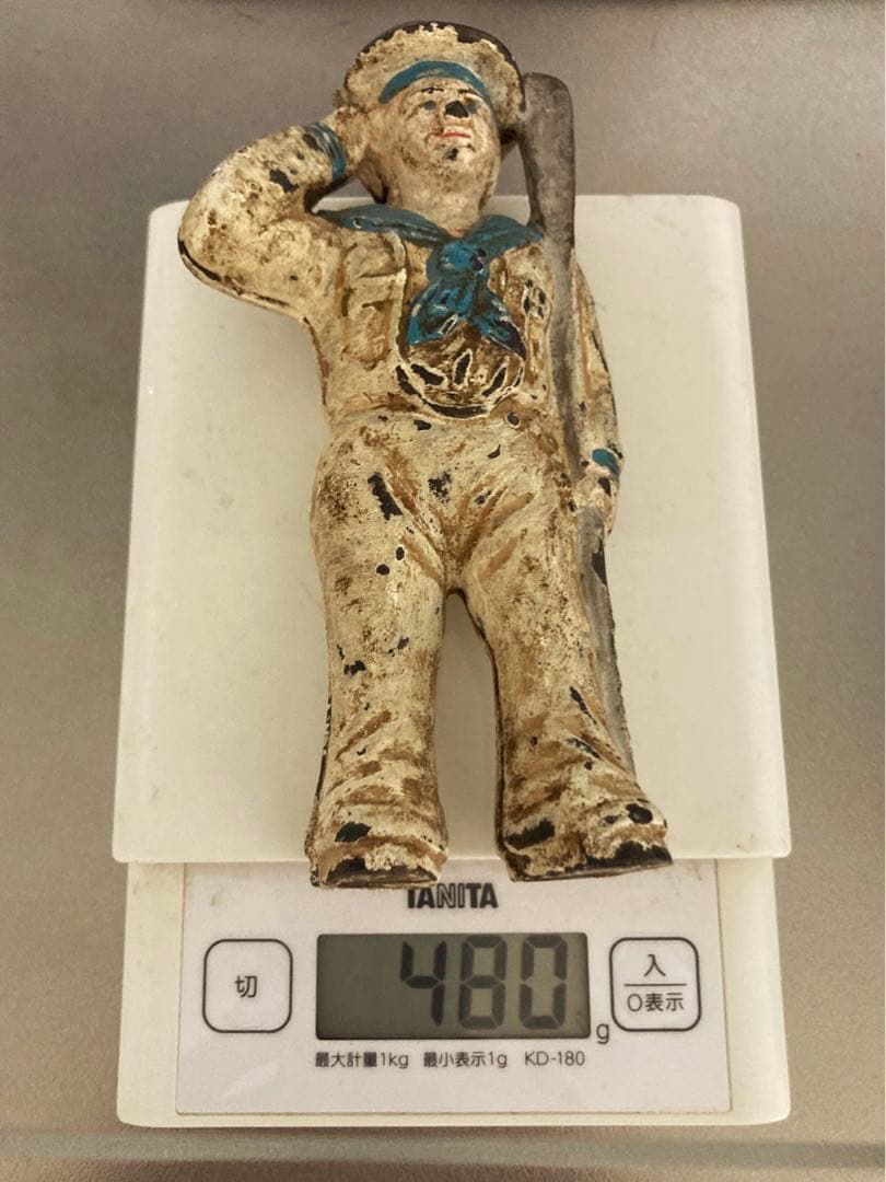 お値下げ中！【レトロ】水兵さんが敬礼してる鋳物貯金箱