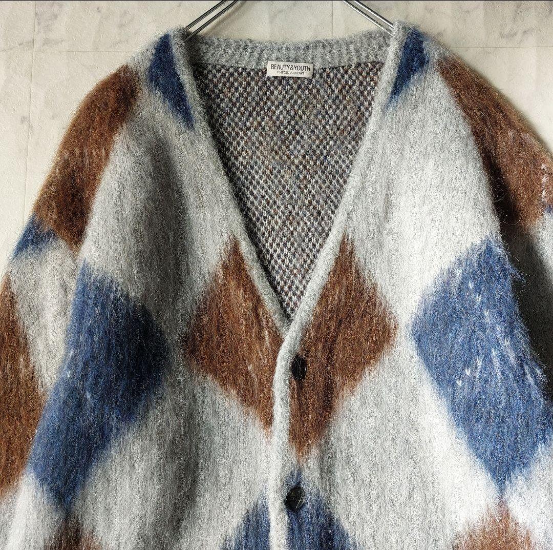 ビューティーアンドユース モヘヤミックス シャギーニットカーディガン M