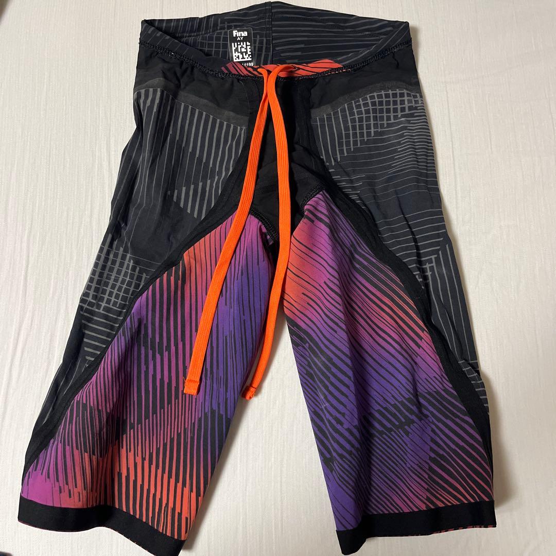 アシックス競泳水着 ブラックベース 試合用 Finaマーク付き