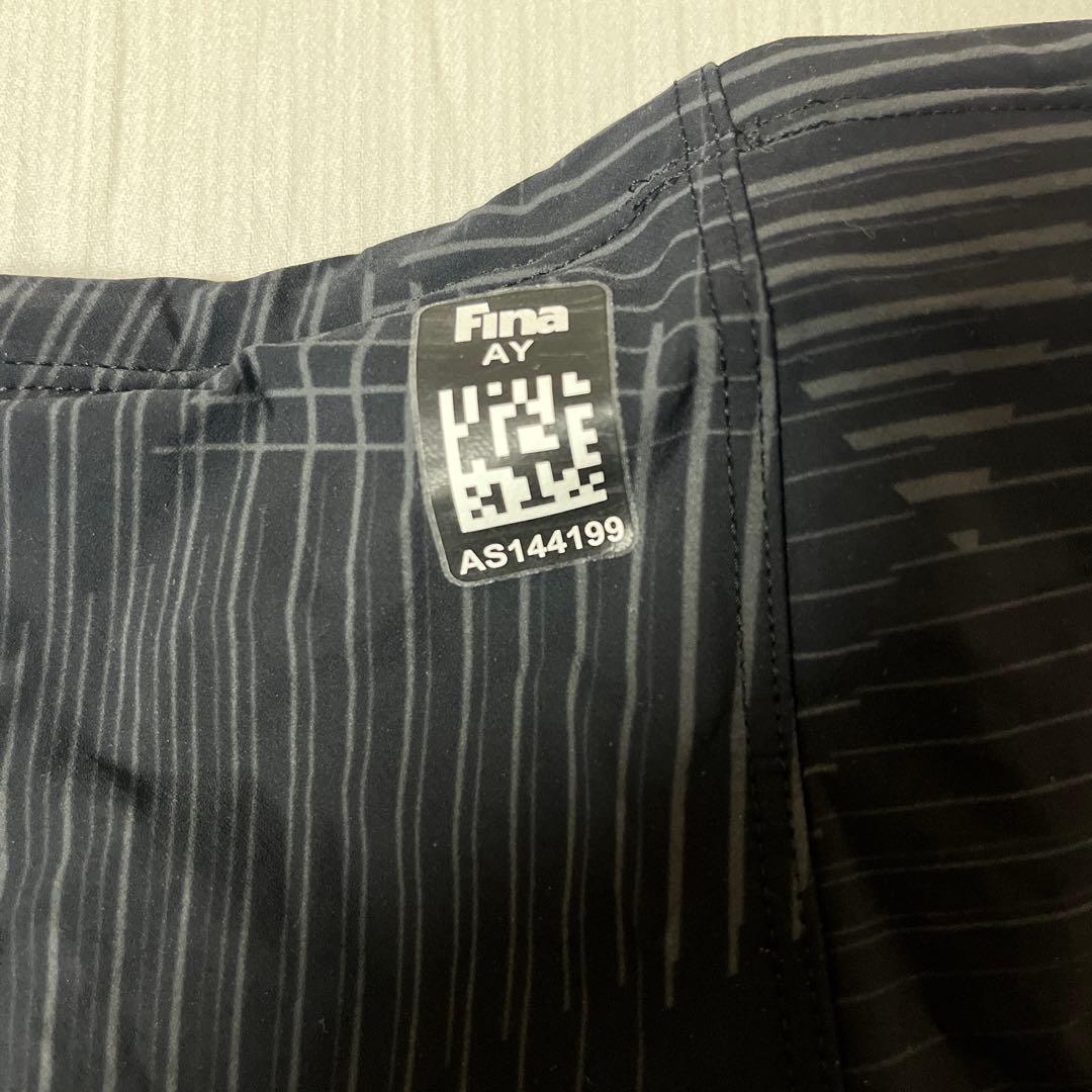 アシックス競泳水着 ブラックベース 試合用 Finaマーク付き