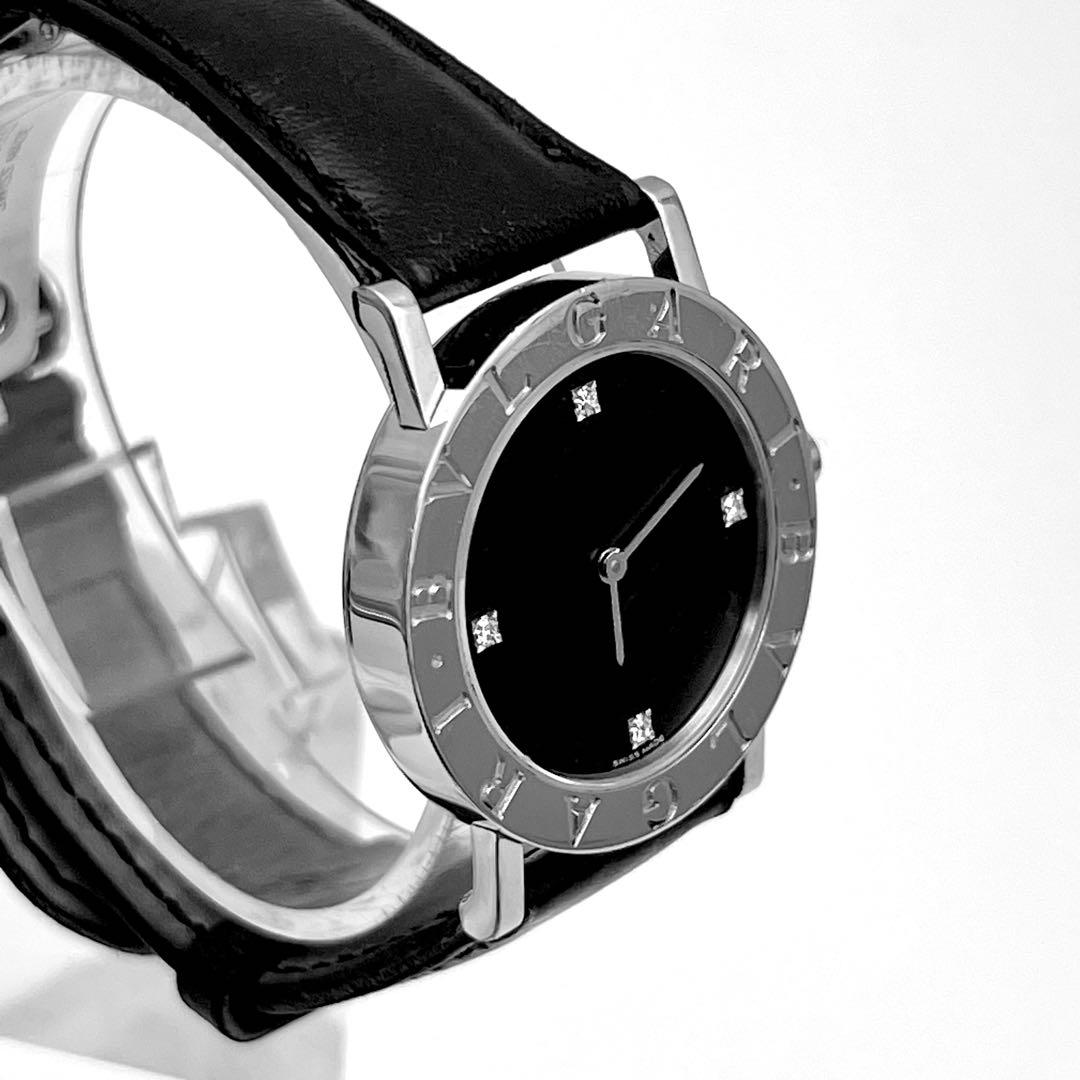 BVLGARI BB30SLD ブラック文字盤　ダイヤ4P クォーツ　シルバー
