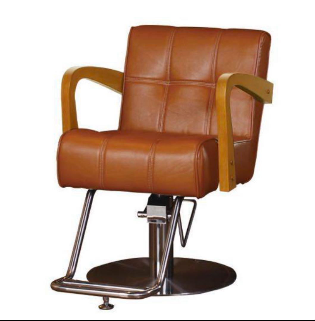 生産終了美容室理容室セット椅子スタイリングチェアーキャメルブラウンアンティーク