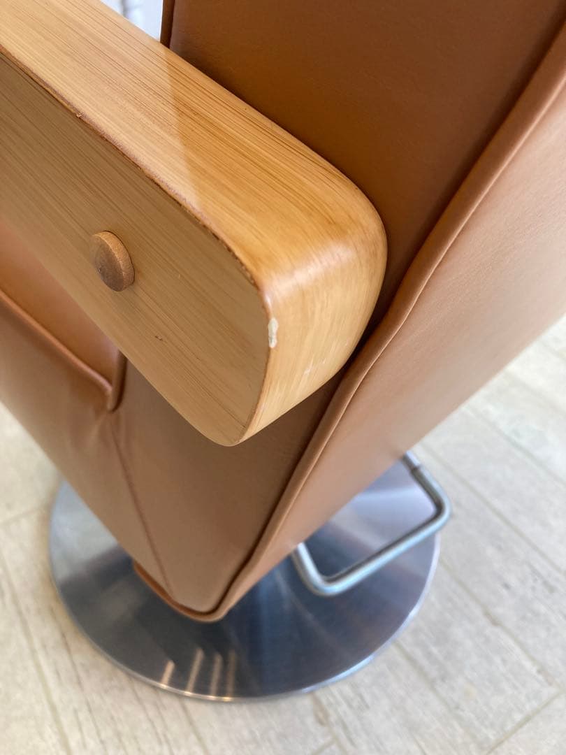 生産終了美容室理容室セット椅子スタイリングチェアーキャメルブラウンアンティーク