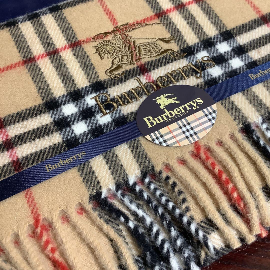 訳あり バーバリー Burberrys ウール100% 膝掛け 未使用品