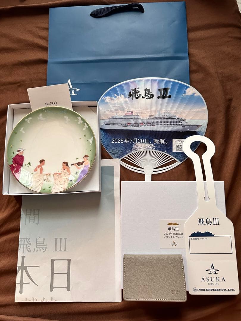 飛鳥III 就航記念プレート　NIKKO製　うちわ　新聞　カードケース