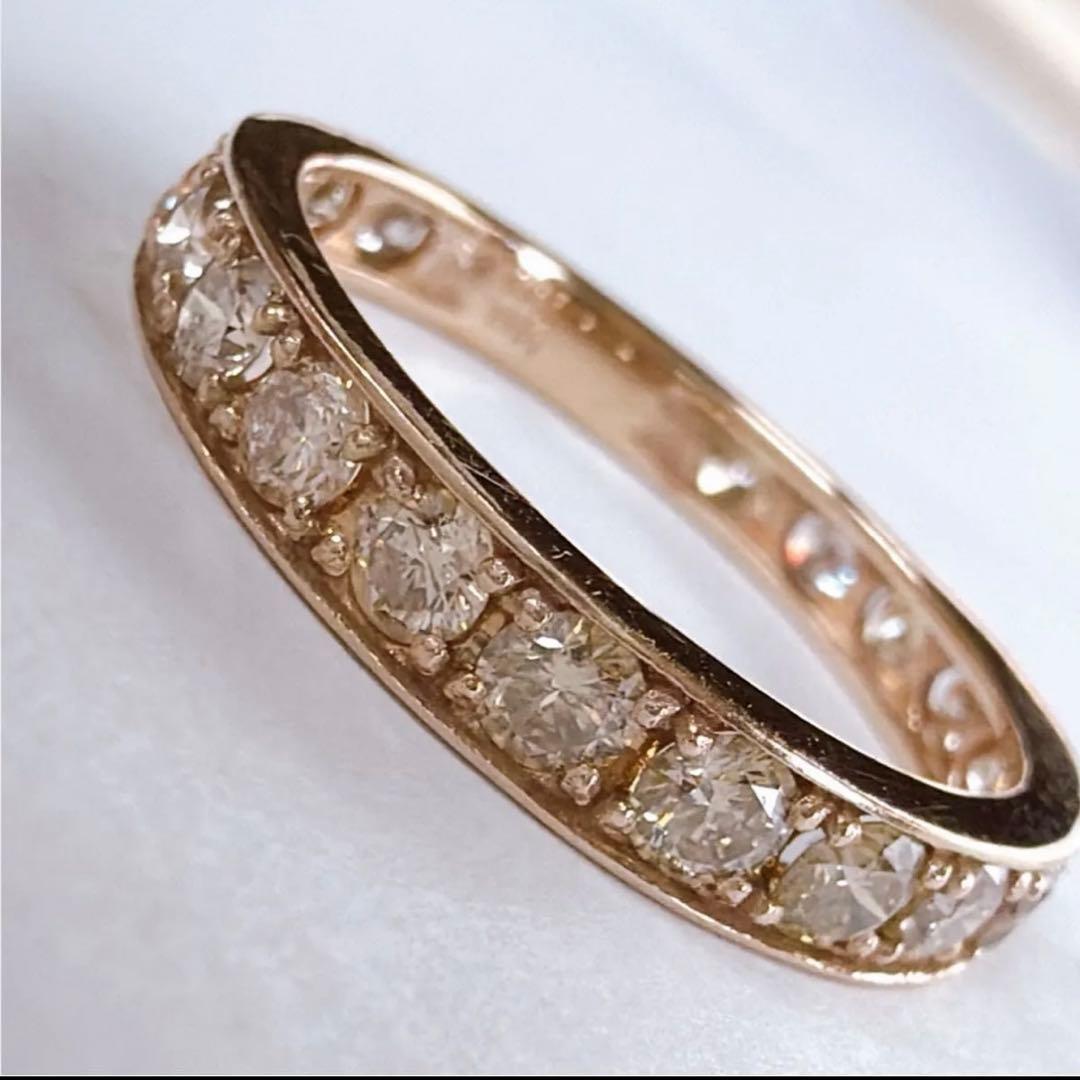 【1217】 K18PG 天然ダイヤモンド 1ct エタニティ 11.5〜12号