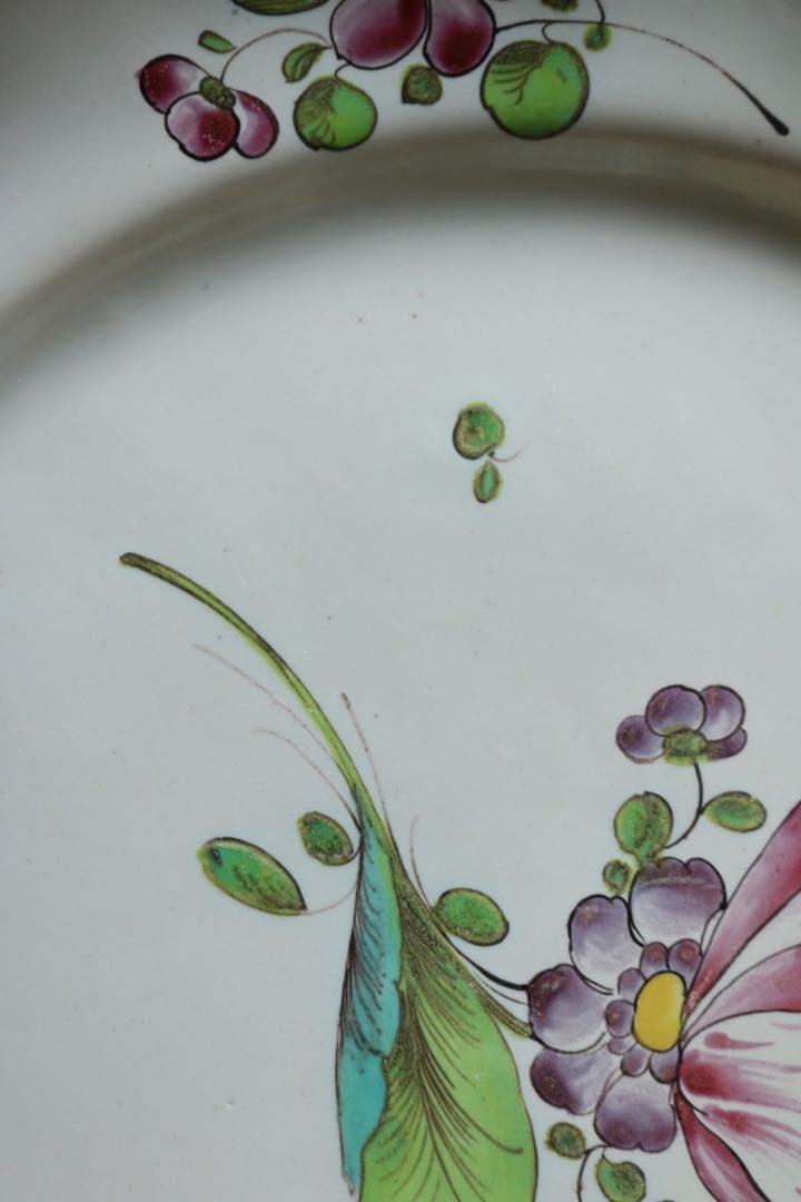 フランス　アンティーク　プレート　南仏　手描き　チューリップ　手彩色　ぽってり