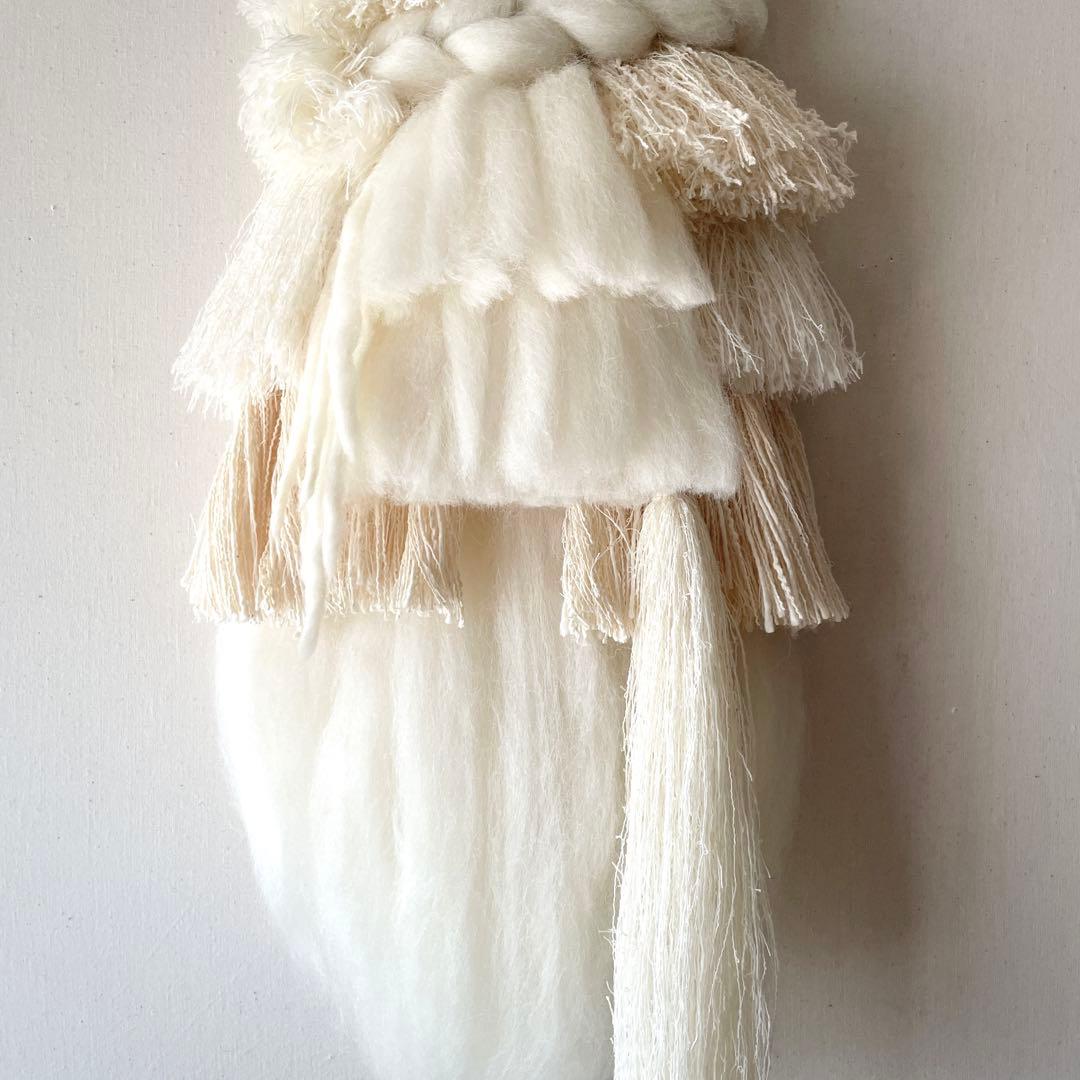 【一点もの】流木 ウィービング タペストリー 『みるく色のたぺすとり-クリオネ』