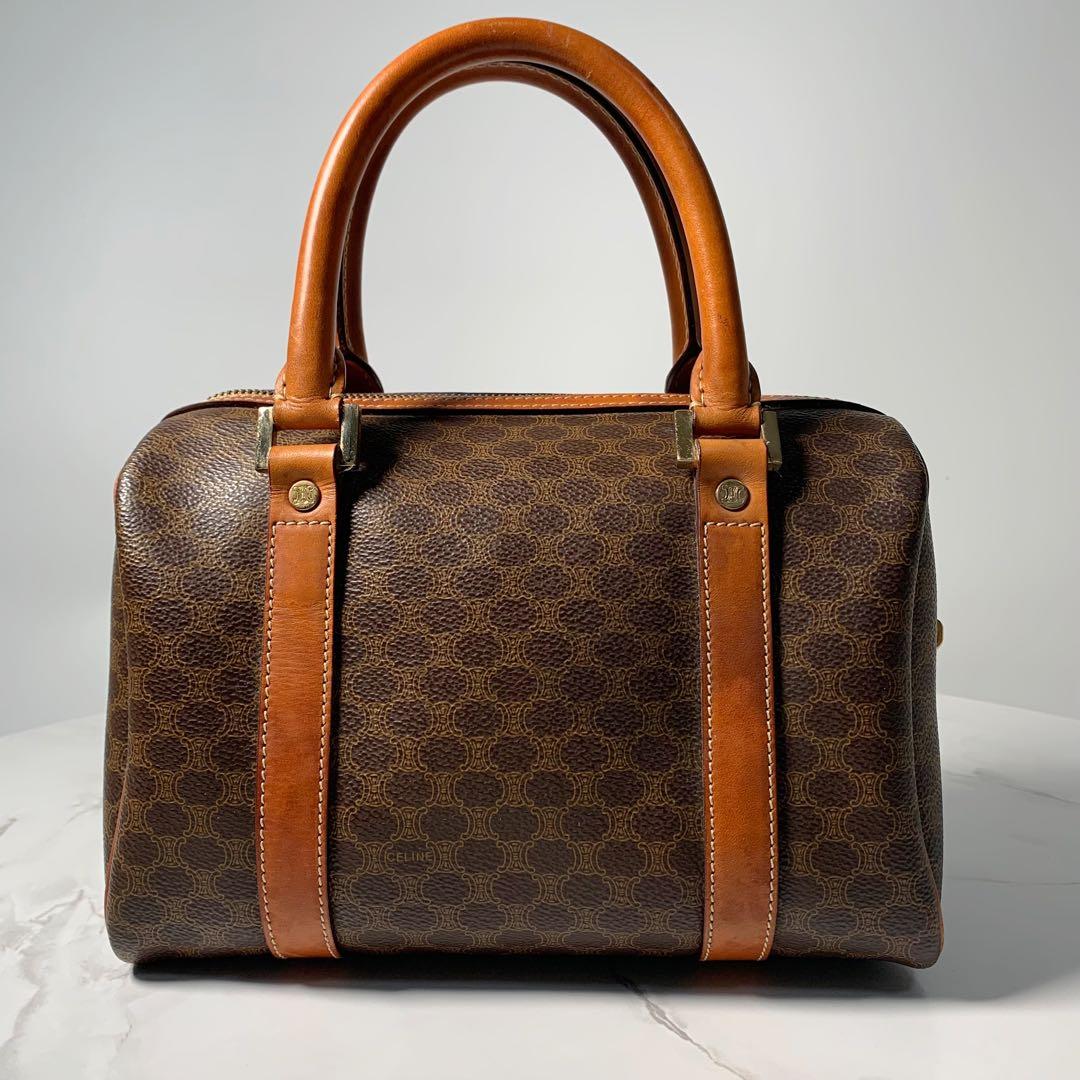 美品 セリーヌ ハンドバッグ　ミニボストン　マカダム　レザー　ゴールド金具