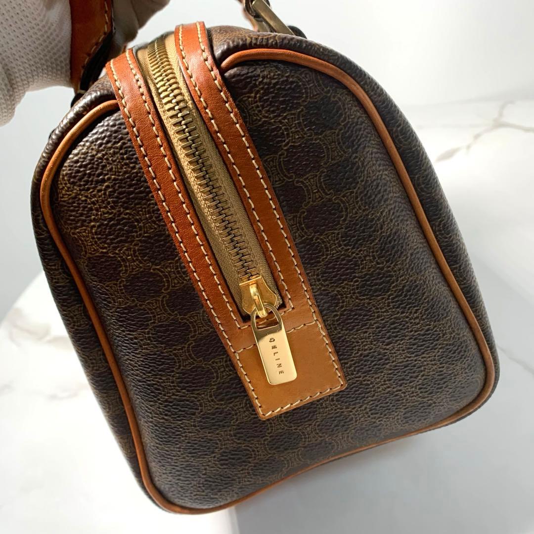 美品 セリーヌ ハンドバッグ　ミニボストン　マカダム　レザー　ゴールド金具