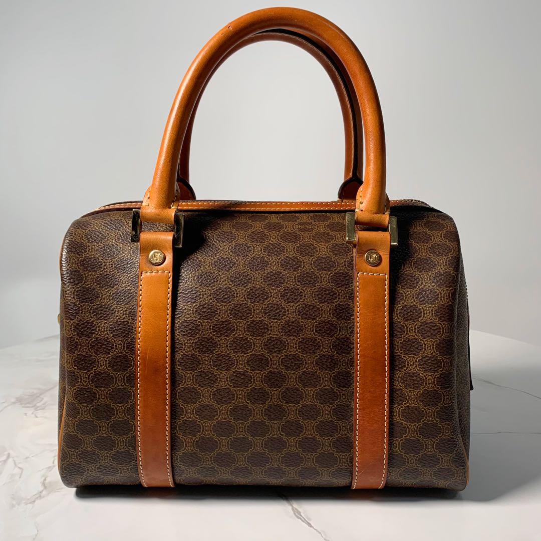 美品 セリーヌ ハンドバッグ　ミニボストン　マカダム　レザー　ゴールド金具