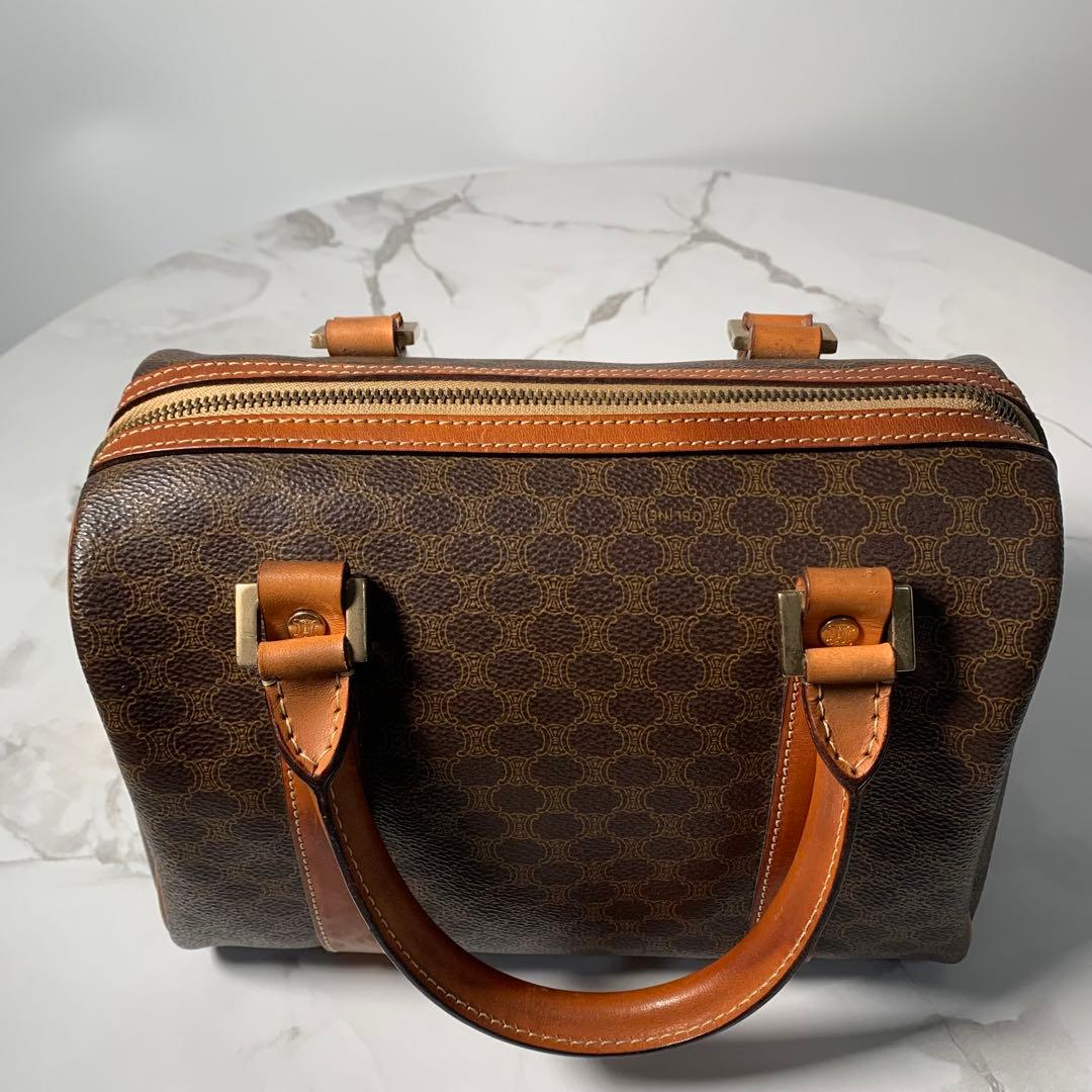 美品 セリーヌ ハンドバッグ　ミニボストン　マカダム　レザー　ゴールド金具