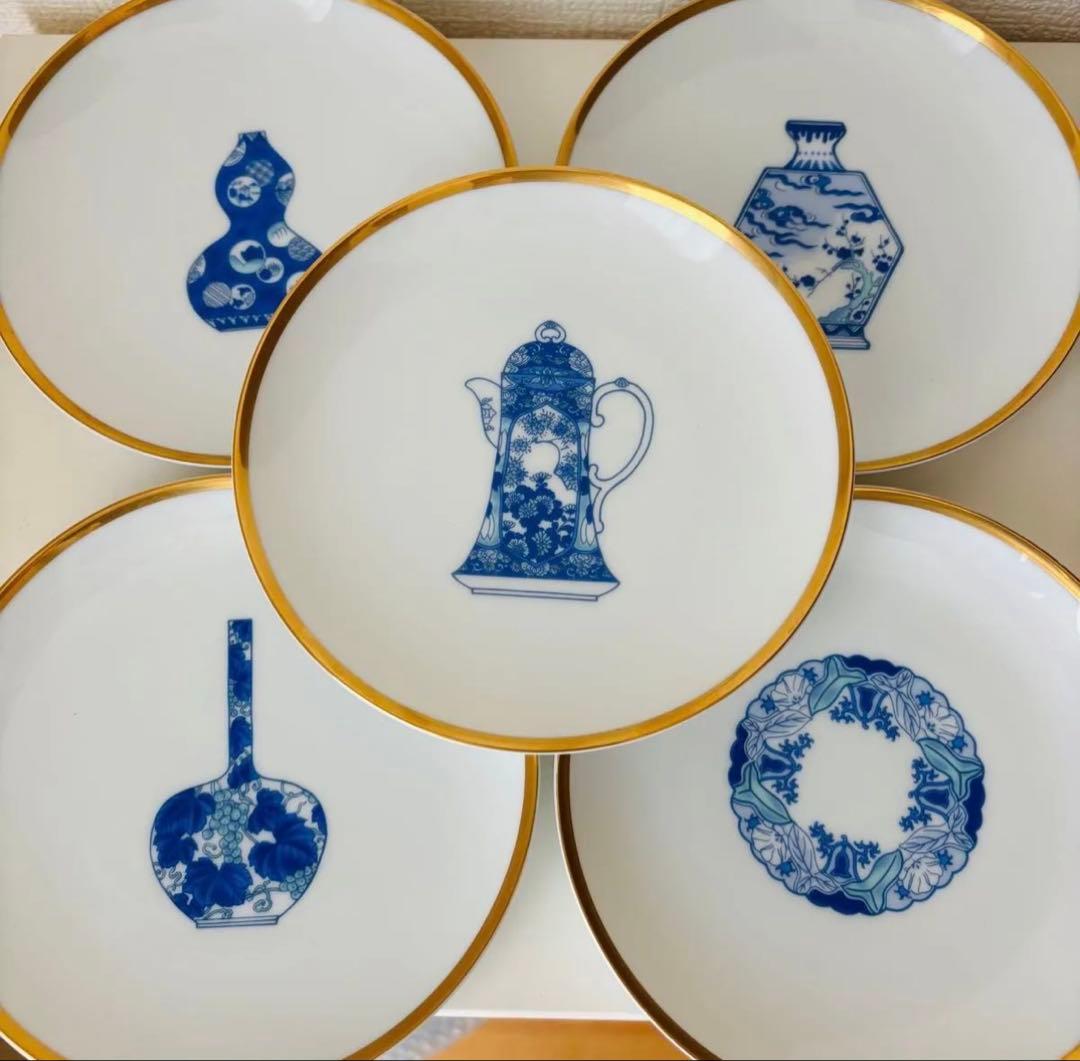 深川製磁　ブルーチャイナ 小皿 中皿 取り皿 5枚セット