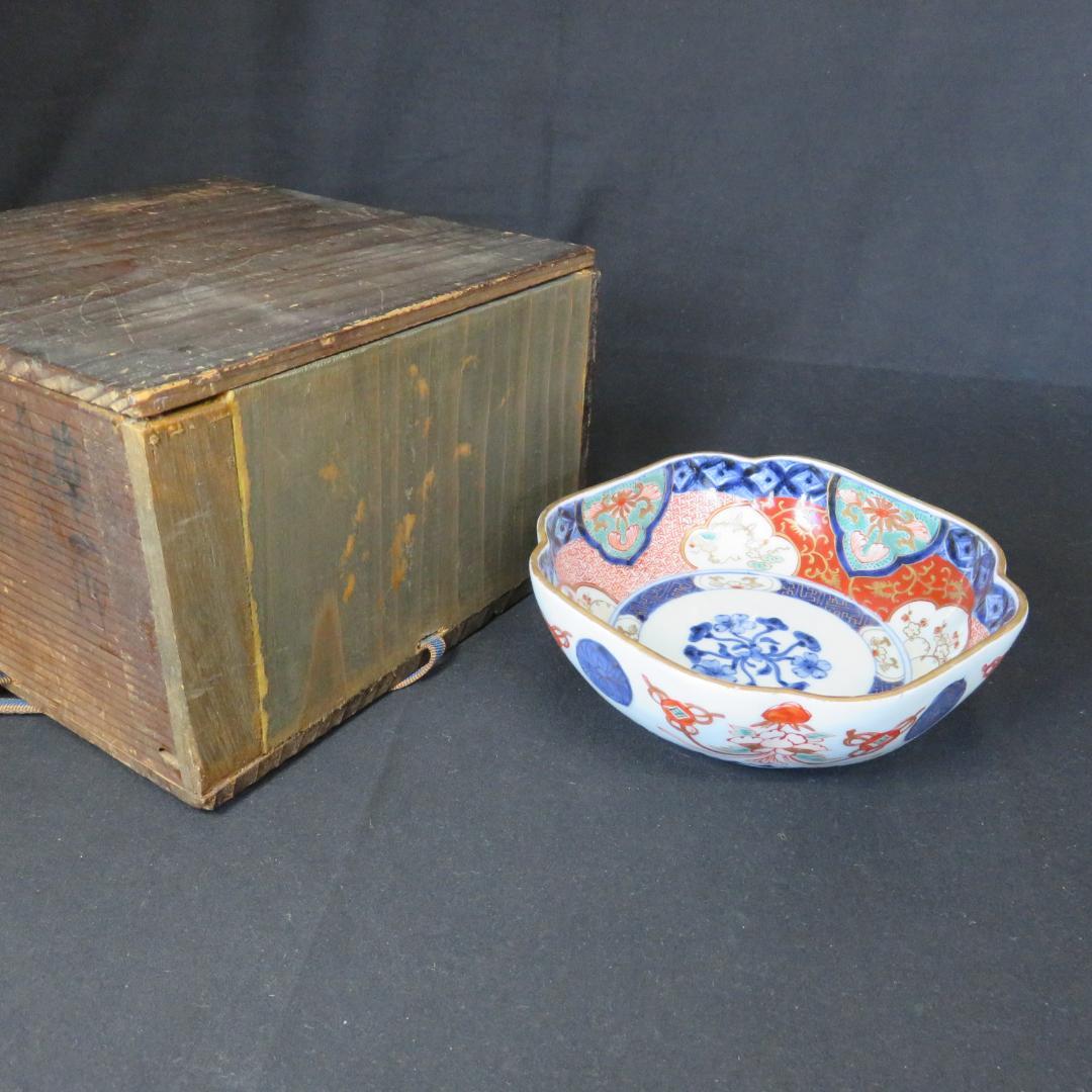 なます皿 変形 角型 色絵 赤絵 染付 古伊万里 江戸 明治 合箱