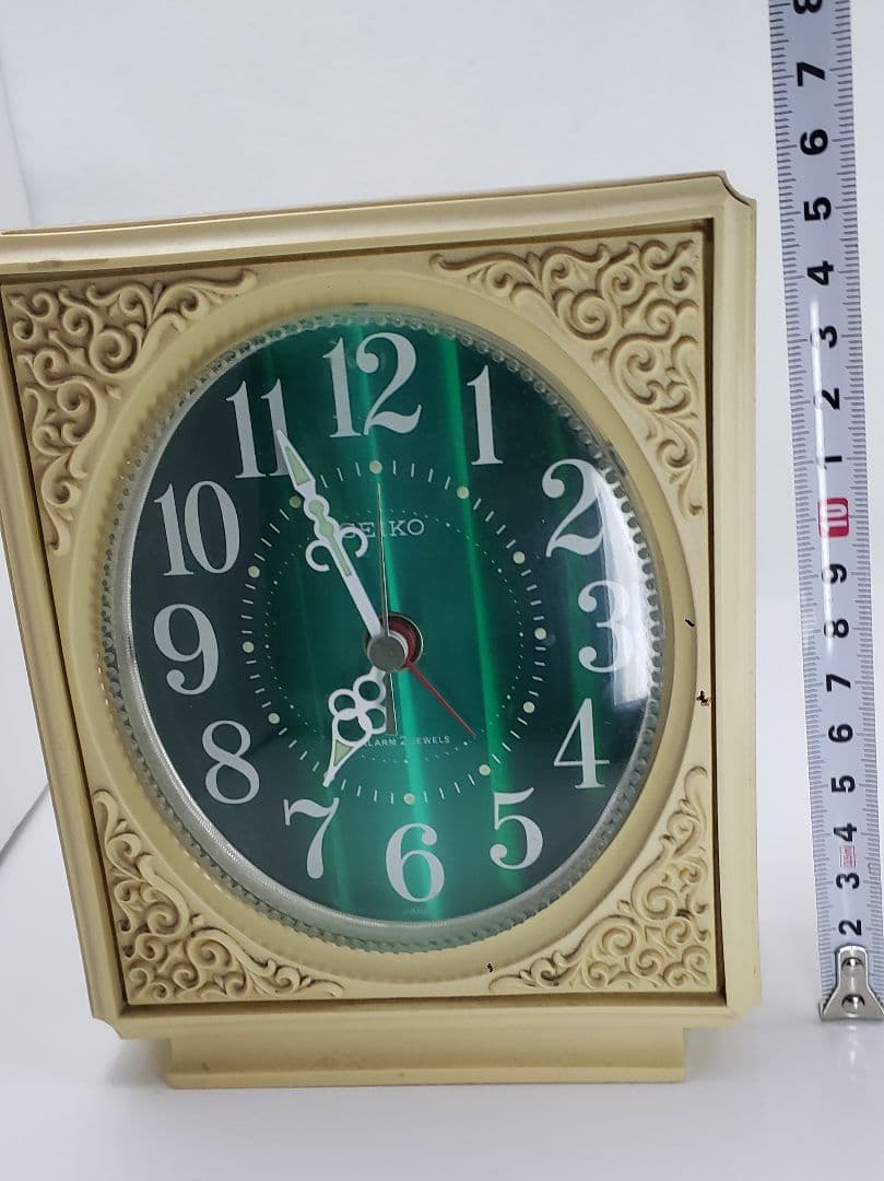 アンティーク 希少 エメラルドグリーン文字盤 手巻き 置時計 SEIKO