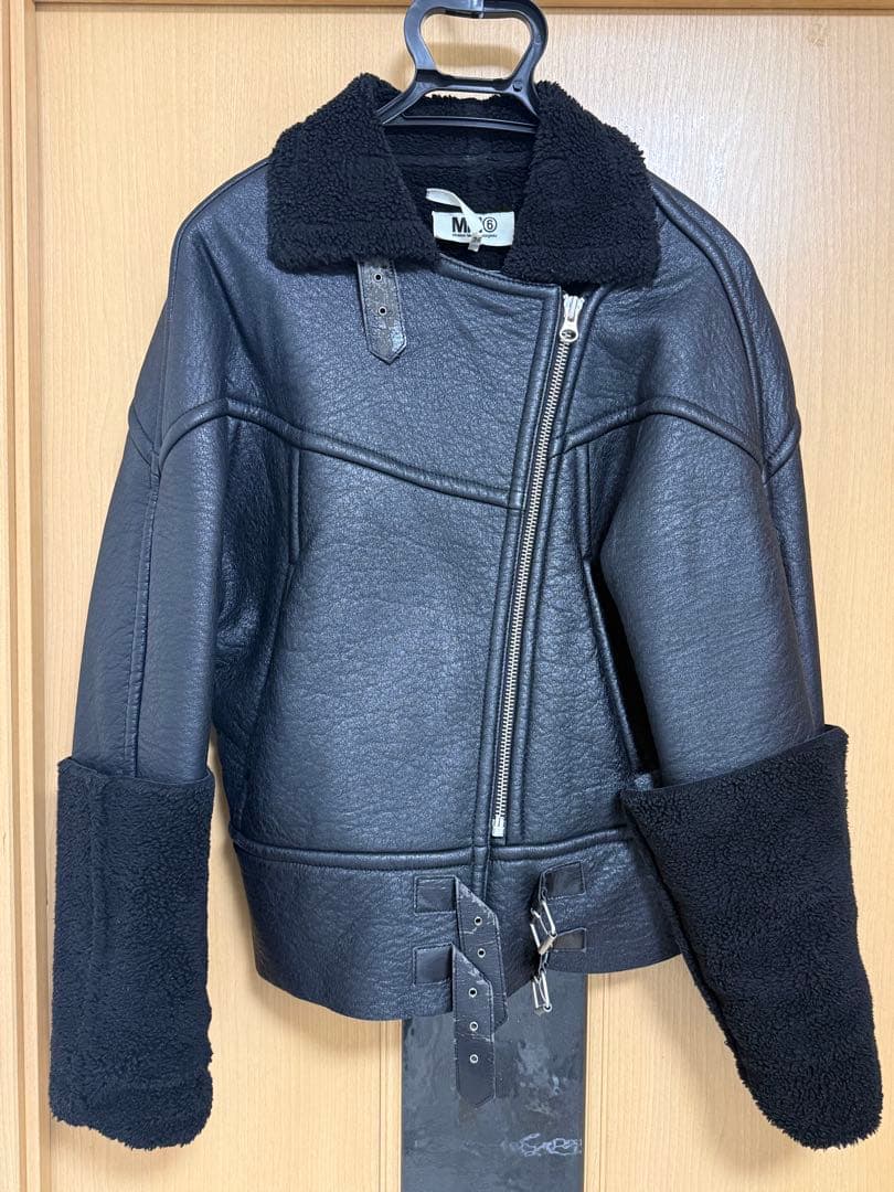 MM6 Maison Margiela レザー　ボア　ライダースジャケット 36