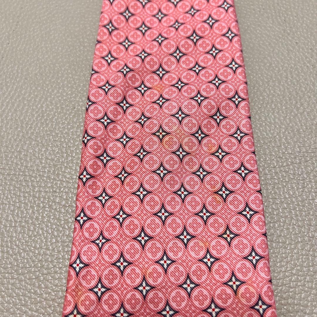ルイヴィトン　ネクタイ　ストライプ ドット　チェック　ピンク