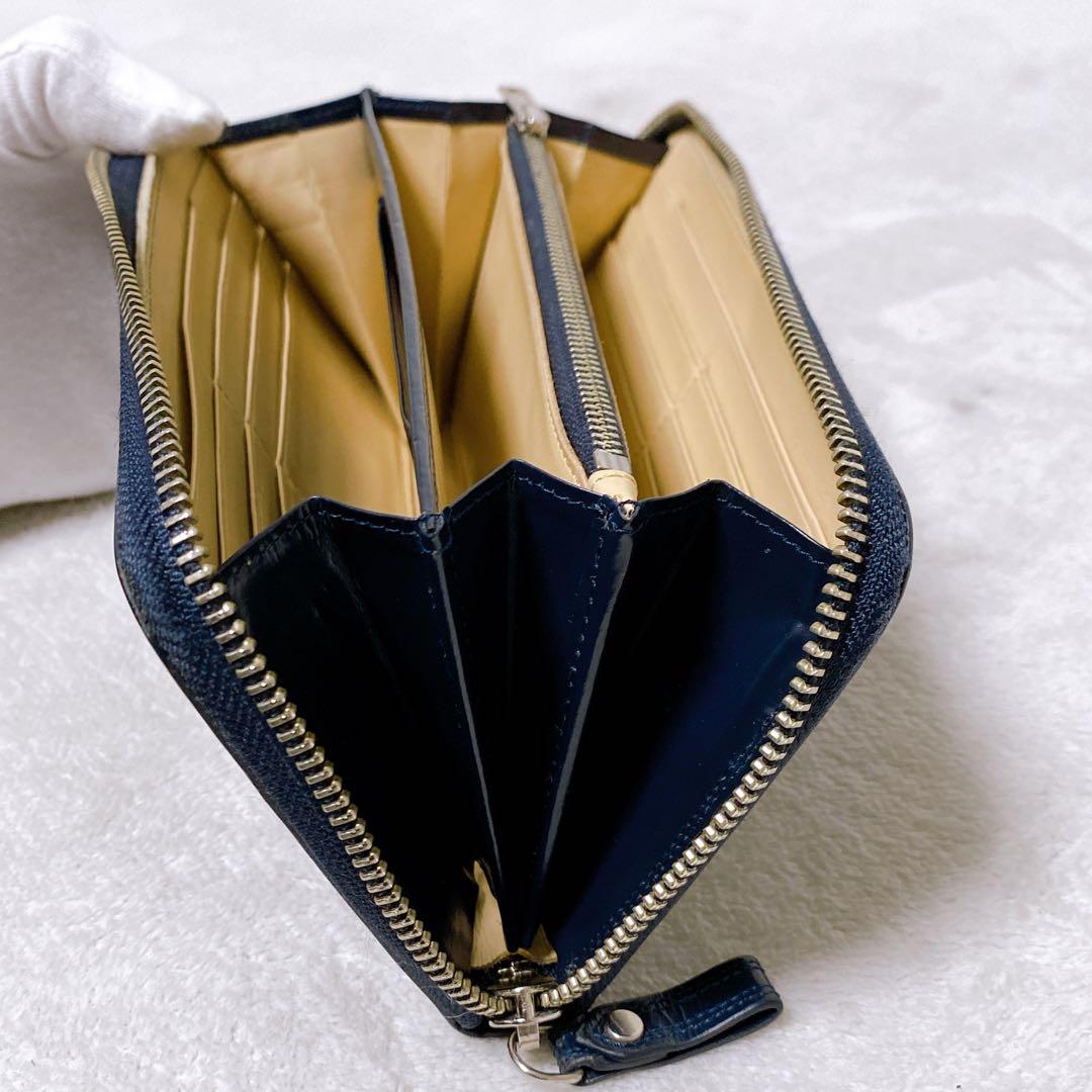 希少　PORTER ポーター　カウンター　長財布　ラウンドジップ　ネイビー　本革