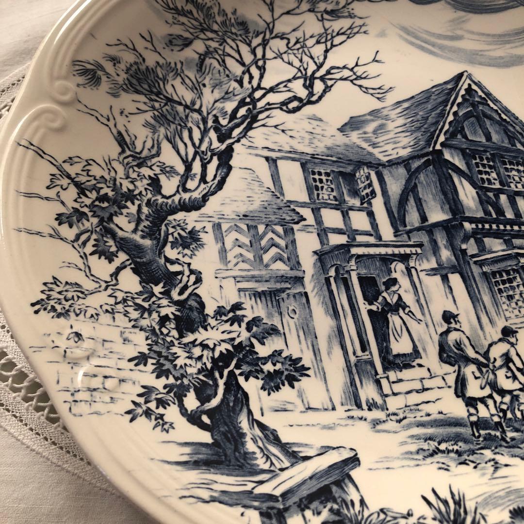 フランス　ヴィンテージ　ジアン ブループレート