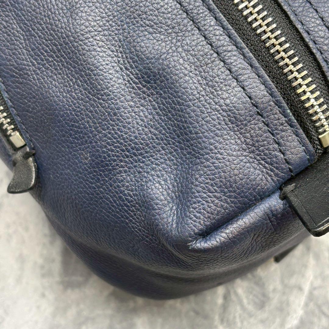 極美品 COACH トンプソン ボディバッグ ネイビー レザー ななめがけ