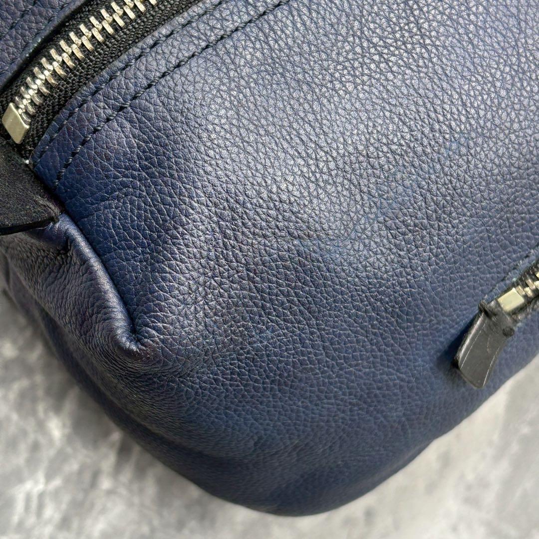 極美品 COACH トンプソン ボディバッグ ネイビー レザー ななめがけ