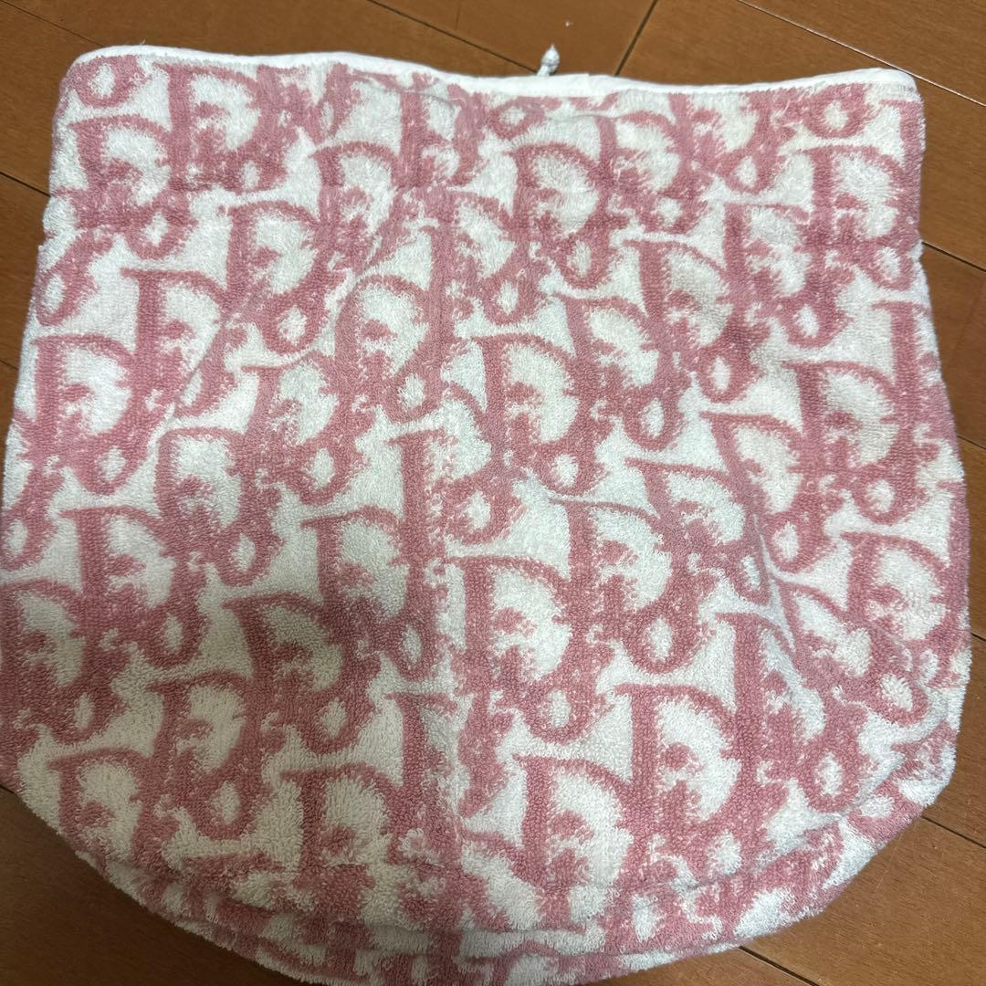 クリスチャン ディオール トロッター 巾着 ポーチ パイル地 タオル ピンク